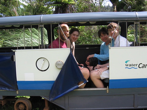 Family all loaded-up on the tram